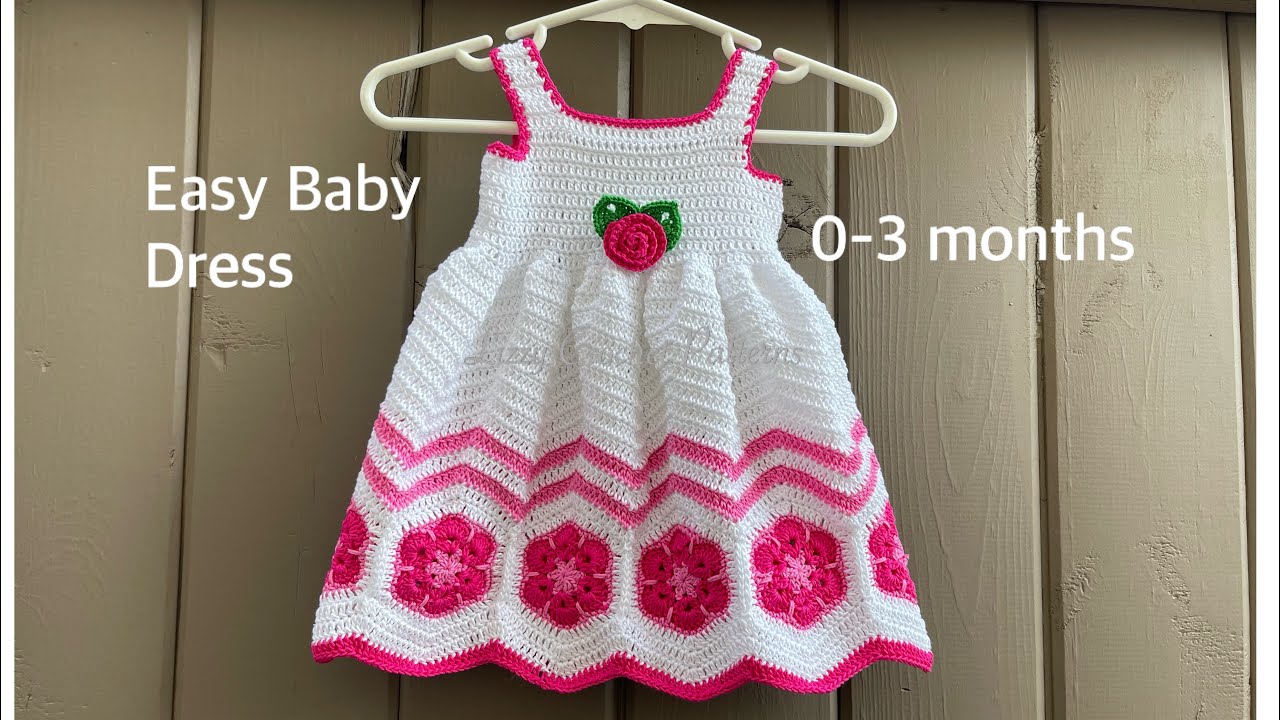 How to crochet a Baby Dress 0-3 months Summer Baby Dress step by step 