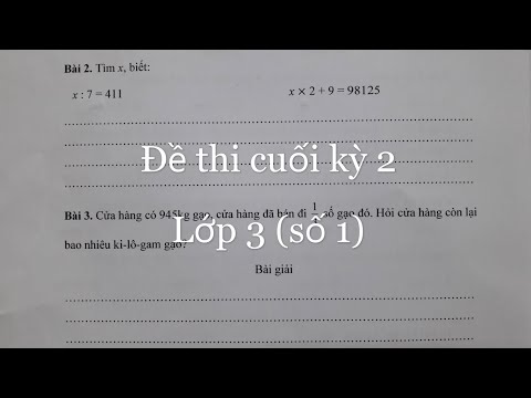 Toán lớp 3 - Đề thi học kỳ 2 lớp 3 (số 1). Cô Lan 0968035669
