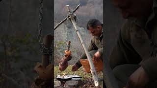 Juicy Meat On The Bone, Cooked On The Chain! A Delicious Dinner High In The Mountains #Shorts Resimi