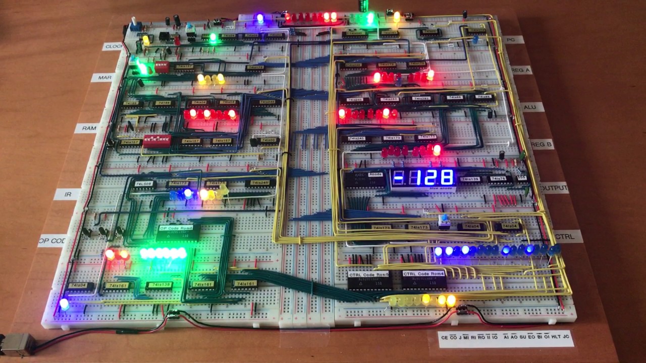 8 bit breadboard computer with anode 4 Digit Display - YouTube