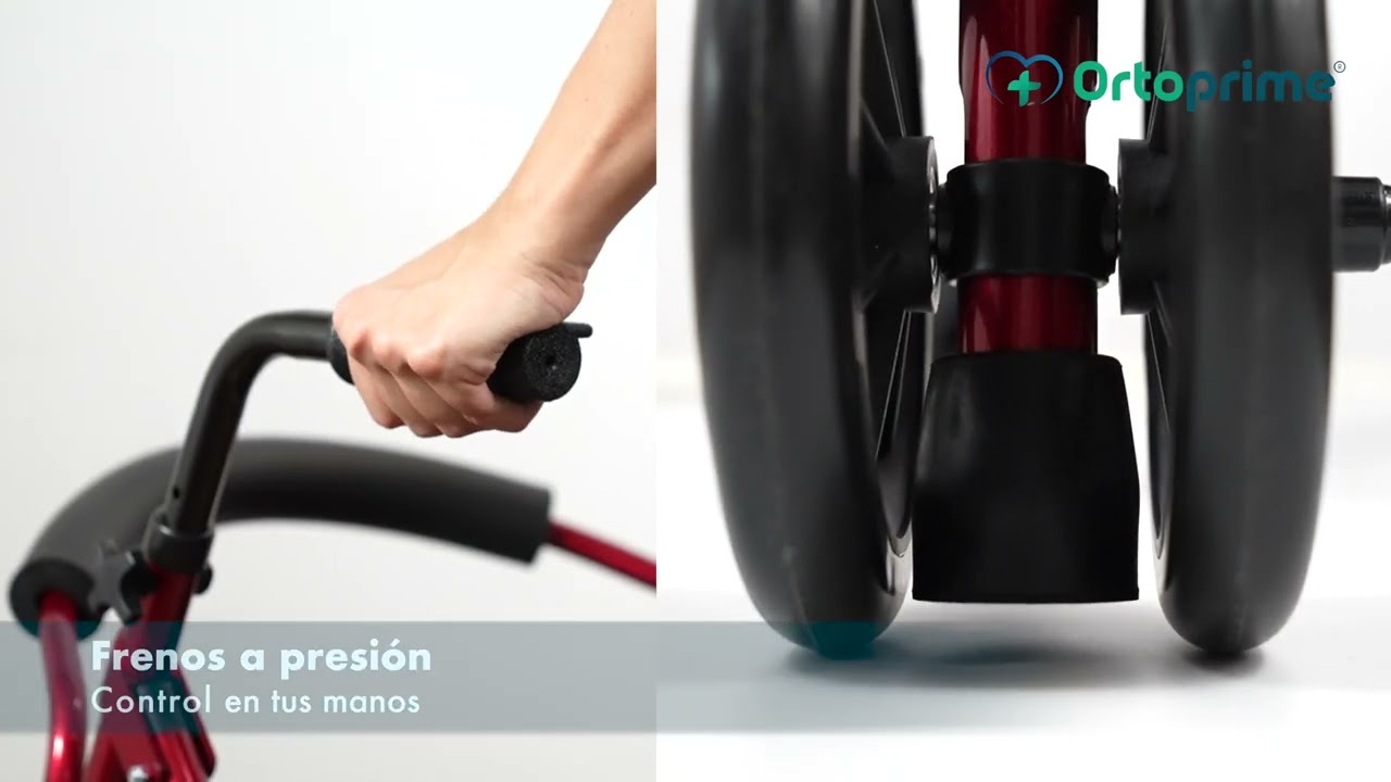 OrtoPrime Andador para Ancianos Plegable Rollator Cuatro Ruedas Freno a la  Carga 