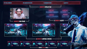 Animated CYBERPUNK Twitch-Overlay: Full Stream Pack