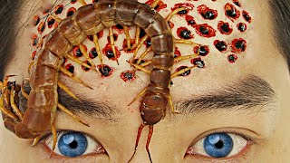 FRIED INSECT CENTIPEDE STICK in REAL LIFE ASMR | HORROR COOK