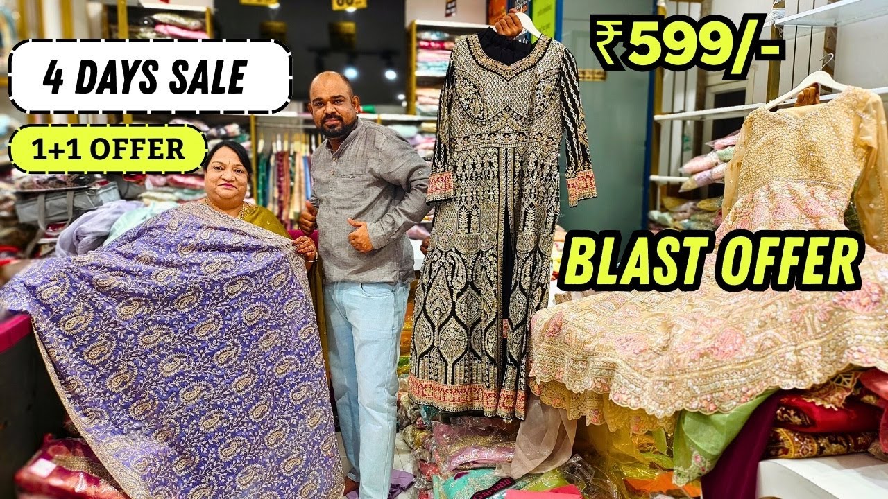 1+1 Suits & Sarees 😱 | 4 DAYS SALE! Bridal Partywear Dresses Manha Wholesale Hyderabad