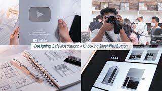 Designing Cafe Illustrations + Silver Play Button Unboxing(100k)