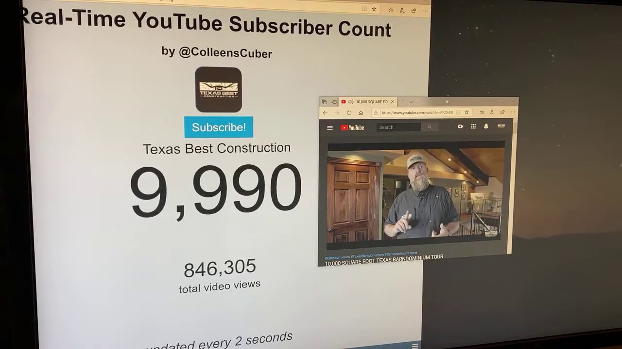 Live feed... 10,000 subscribers / Texas Best Construction YouTube