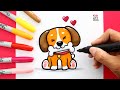 How to draw a Cute Puppy with its Bone | Cómo dibujar un Cachorrito con su Hueso