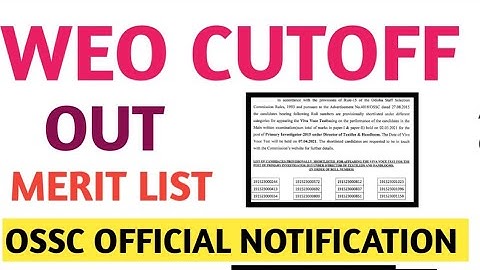 WEO CUTOFF OUT/WEO merit list out/WEO result out/WEO/Ossc WEO cutoff.