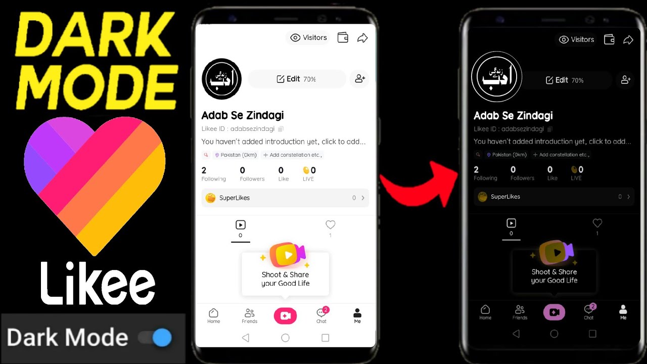 How to enable dark mode on Likee account||Likee app par dark mode enable kaise kare||Dark theme