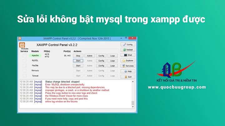 Sửa lỗi không bật mysql trong xampp được - Fixed Xampp MySQL not starting