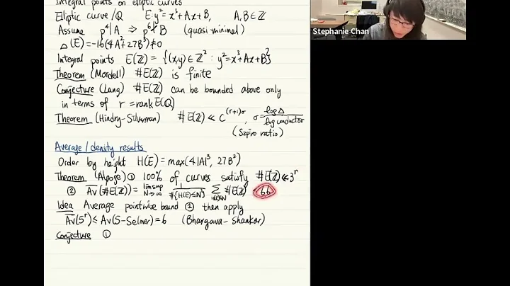 Stephanie Chan, Integral points in families of ell...