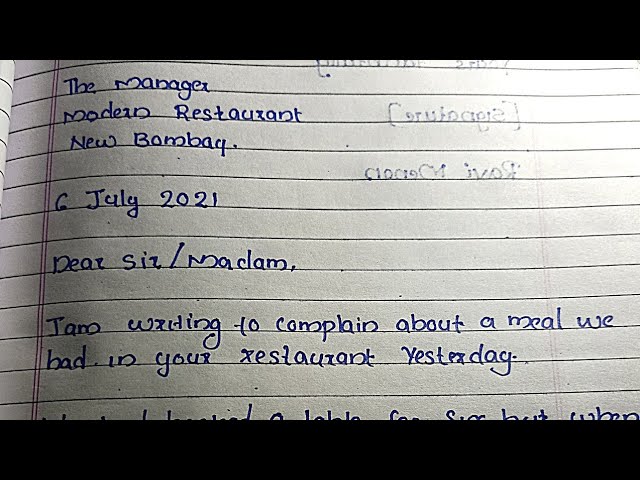 Write A Formal Letter Of Complaint In English 3.3- Restaurant Service &  Food - Youtube