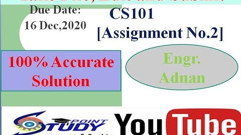 CS101 Assignment 2 Solution Fall 2020 | CS101 Assignment Solution 2020