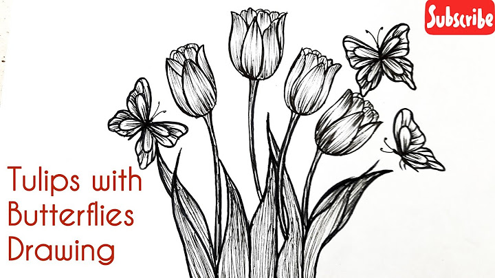 How to Draw Tulips with Butterflies | Easy Flower Drawing Tutorial | Tulips Drawing