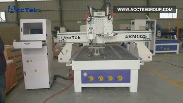 AccTek two spindle wood cnc router machine AKM1325, with one horizontal spindle 3.5kw drilling side
