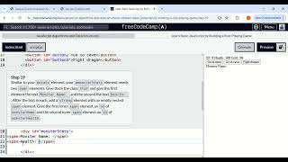 Learn Basic JavaScript by Building a Role Playing Game  Step 18  to 23.