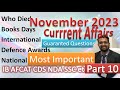 November 2023 Part 10 Current Affairs | Appointments National International Defence Sports IB ACIO