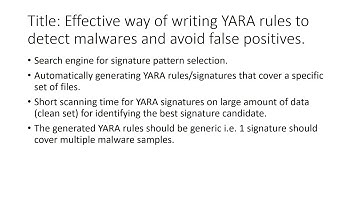 Effective way of writing YARA rules to detect malwares and avoid false positives.