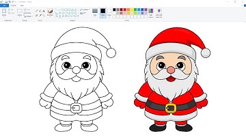 How to draw Christmas Santa in Ms Paint | Cute Santa Claus Drawing.