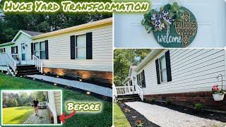 ☀HUGE MOBILE HOME YARD TRANSFORMATION!! #mobilehomeliving #homeupdates #mobilehomemakeover