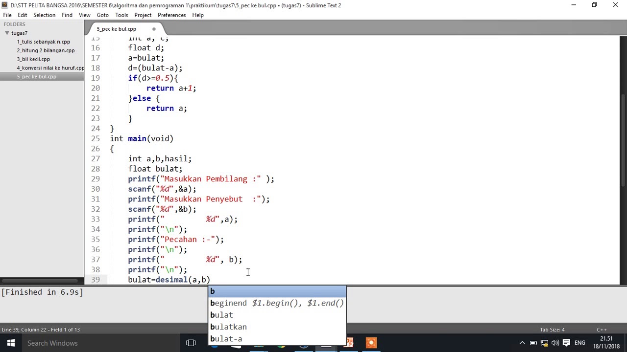 cara #membuat program c++ dengan fungsi : mengubah bilangan pecahan ke ...