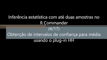 Inferência Estatística com até duas amostras no R Commander 4 de 17 I.C. Média c/ plugin HH