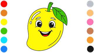 Mango Coloring Page for Kids Cute Fun Fruit Drawing Art
