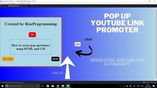 Pop up banner( youtube link promotion) using HTML,CSS and JavaScript(jQuery).