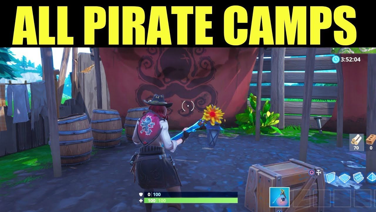 how to visit all pirate camps fortnite all 7 pirate camp locations guide season 8 week 1 - all 10 fortnite pirate camps