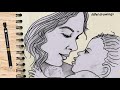easy drawing | Pencil drawing |mothers day drawings easy | mothers day cards | drawing tutorial