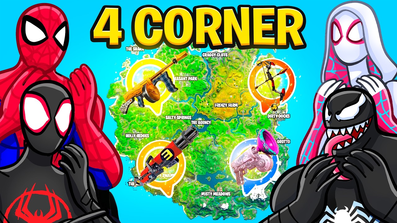 THE *SPIDERMAN* FOUR CORNERS Challenge in OG Fortnite!