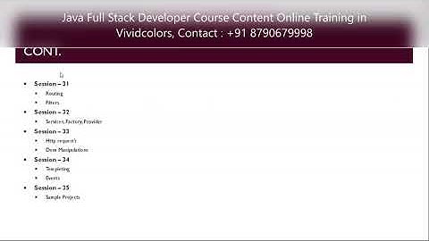 Java Full Stack Developer Course Content Online Training
