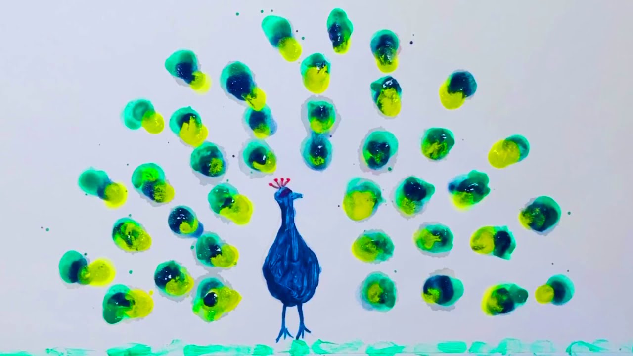 Finger Painting Peacock / Finger Print Art / YouTube