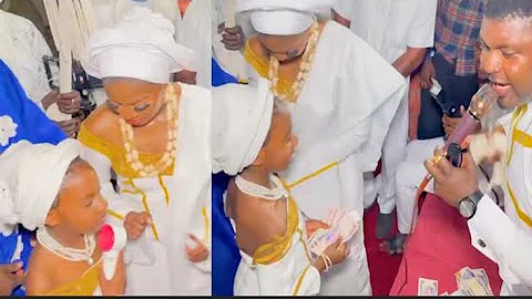 Ooni Of Ife's Third Wife, Wears  Matching Outfit With Her Daughter &Dances Together At Their Wedding