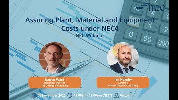 Assuring Plant, Material and Equipment Costs under NEC4 | Webinar | NEC Contracts