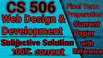 CS506 Final Term Preparation|| Current Paper solution||100% correct|| cs506 final term ki tyari 2023