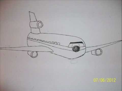 how to draw real easy a plane in 1 minute - YouTube