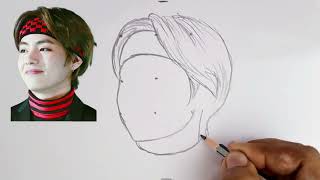 How to draw BTS V Kim taehyung 💜 step by step