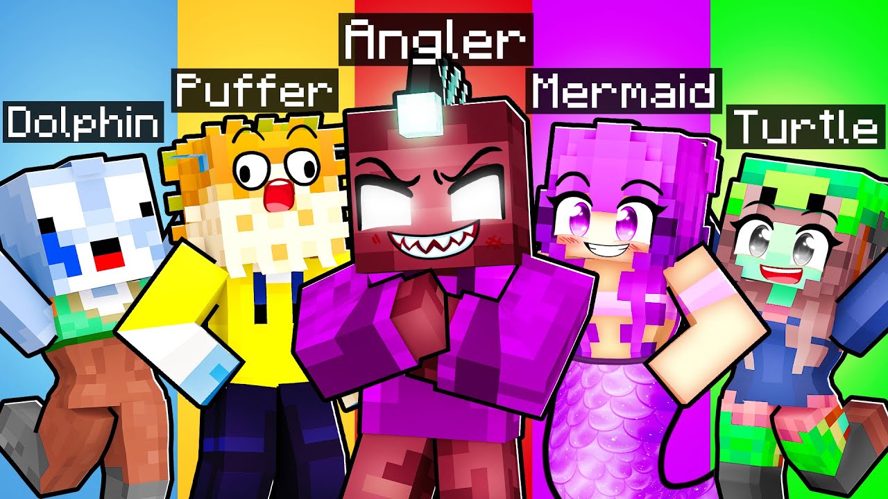 10 FRIENDS on one UNDERWATER BLOCK in Minecraft!