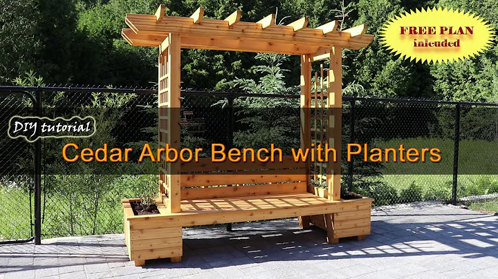 Stunning Cedar Arbor Bench with Planters, DIY - step-by-step tutorial. Free plan included.