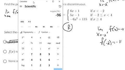 Determine the continuity of a piecewise function