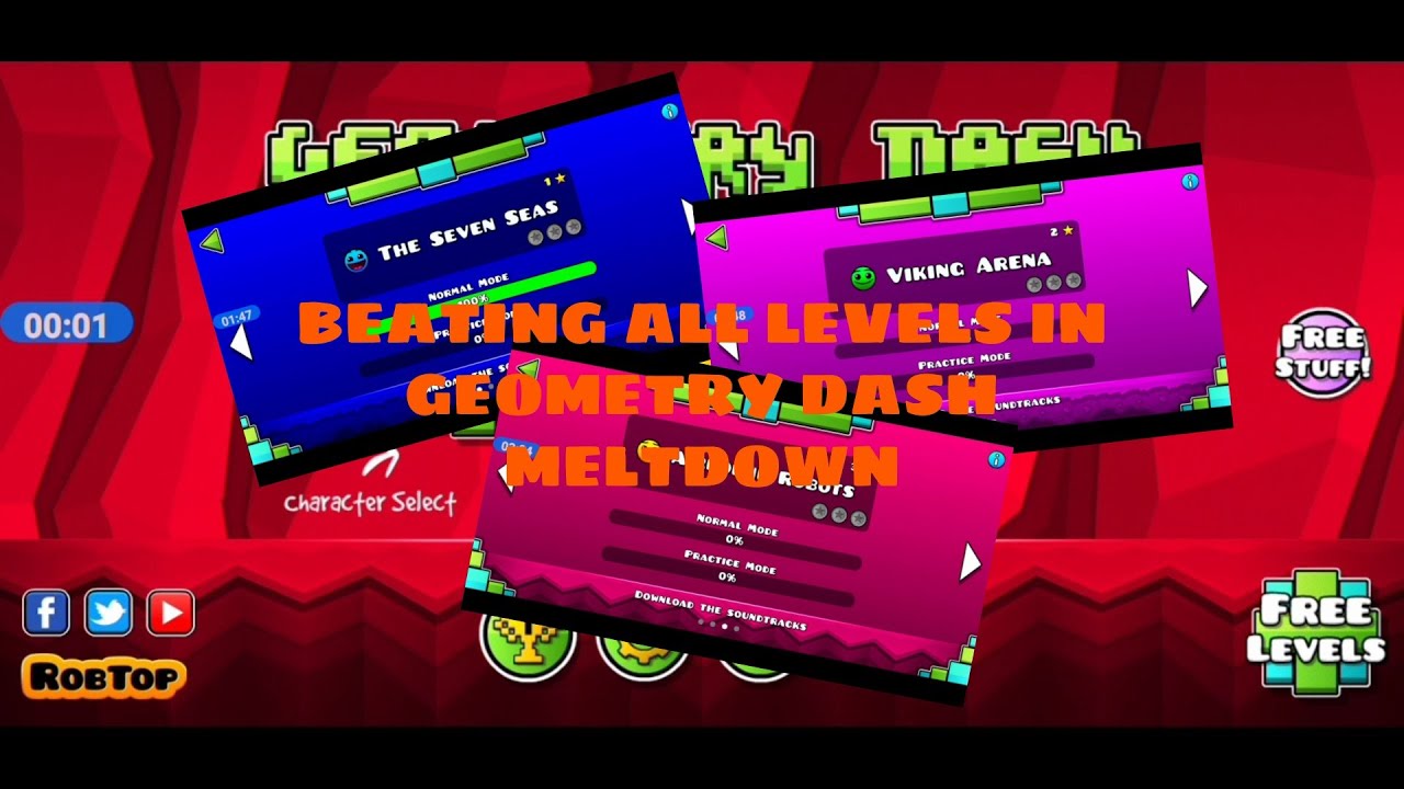 BEATING ALL LEVELS IN GEOMETRY DASH MELTDOWN|ZAHCPLAYZ - YouTube