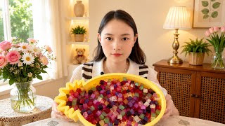 Rainbow Jelly Cubes With Bright Fruity Colors And Sweet Texture
