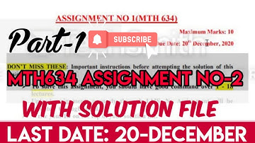 MTH634 Assignment No-2 Solution Part-1 Spring 2020 | Latest Assignment MTH-634 No-2 Spring 2020 |