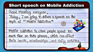 Mobile addiction par speech | Short speech on mobile addiction | Speech on mobile addiction