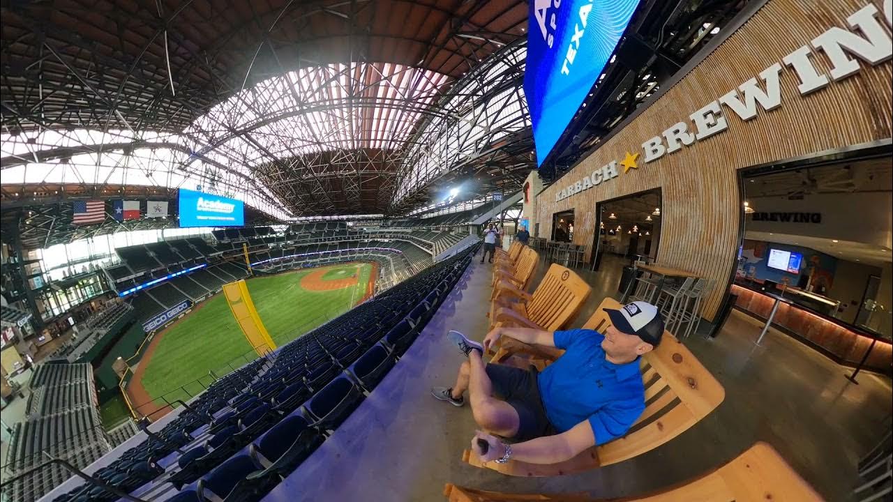 Dub and I checking out the Karbach Brewery rocking chairs at Globe Life
