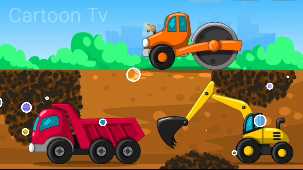 Trucks for children kids.Construction game.Crawler excavator