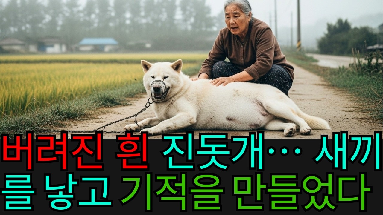 임신했다는 이유로 버려진 흰 진돗개… 그러나 끝까지 새끼를 낳고 희망을 잃지 않았다.