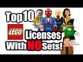 Top 10 lego licenses with no sets