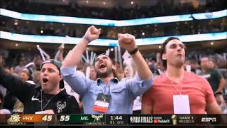 BUCKS FANS CHANTS BOBBY! BOBBY! THEN PORTIS DIDN'T DISAPPOINT THEM WITH HIS ENERGY GIANNIS LOVES IT